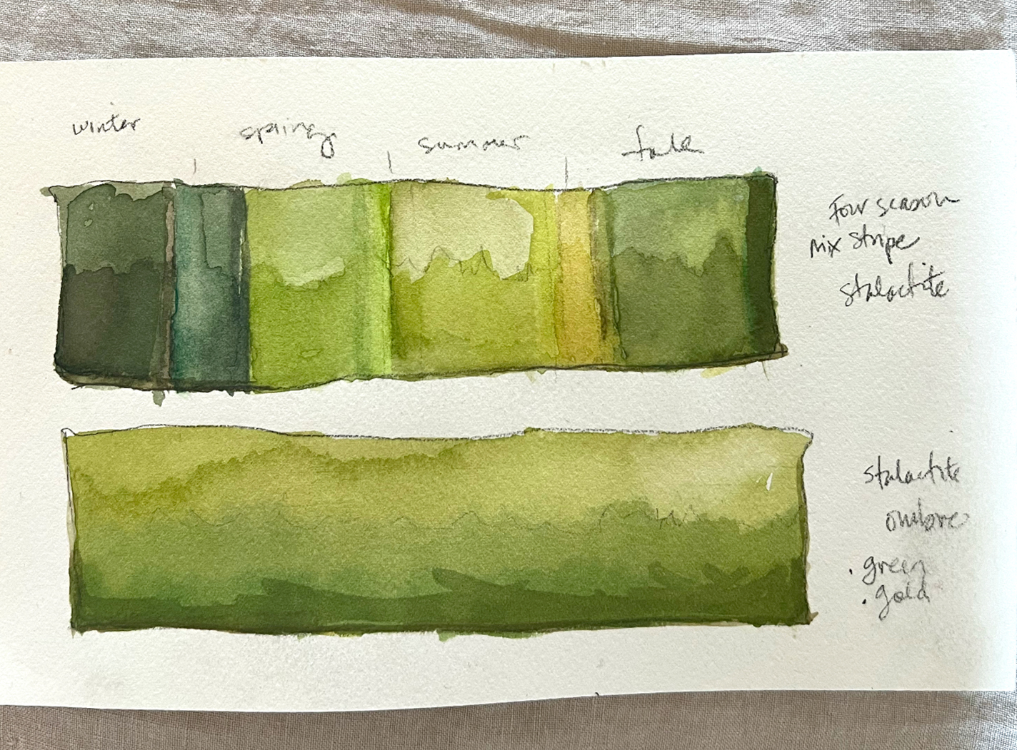 Watercolor study in shades of green